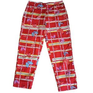 LILLY PULITZER Red Stripes & Butterflies Lightweight Cropped Pants Size 4
